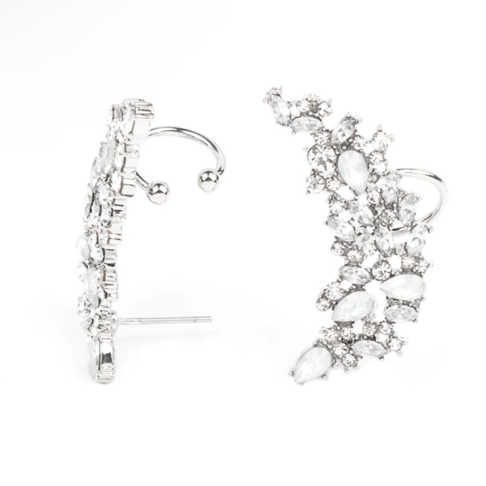NWT White & Silver Panoramic Earrings - Picture 5 of 5